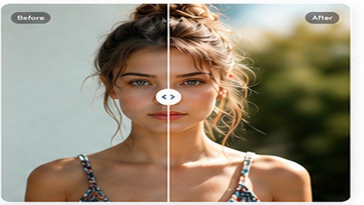 Before and after AI photo editing example